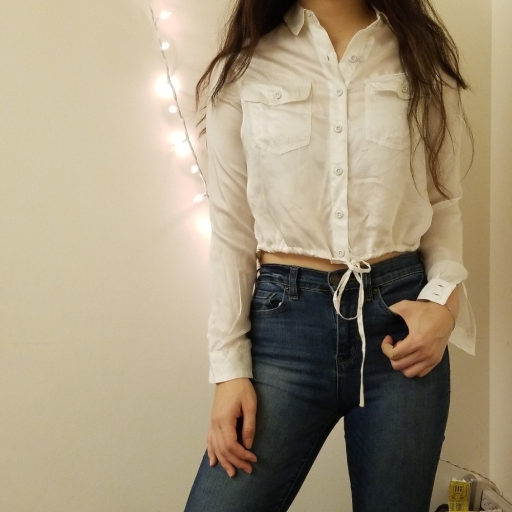 Satin cropped blouse